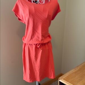 Boston Proper Coral  Mini Dress Dolman Sleeve Crew Neck